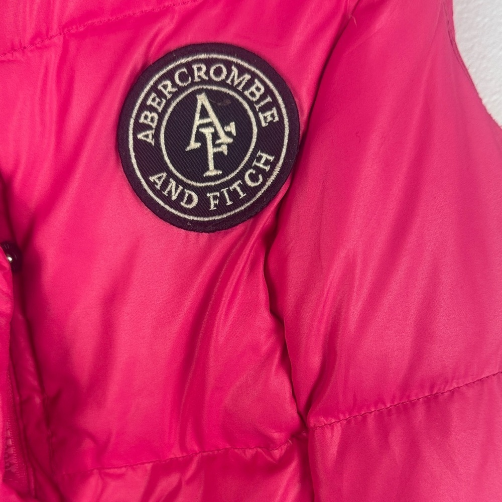 Abercrombie & Fitch Down Feather Blend Bright Pink Sleeveless Puffer Small Vest - Picture 4 of 11